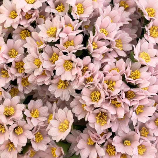12 Pale Pink Fabric Marigold Flowers for Spring Crafts ~ 1/2" across